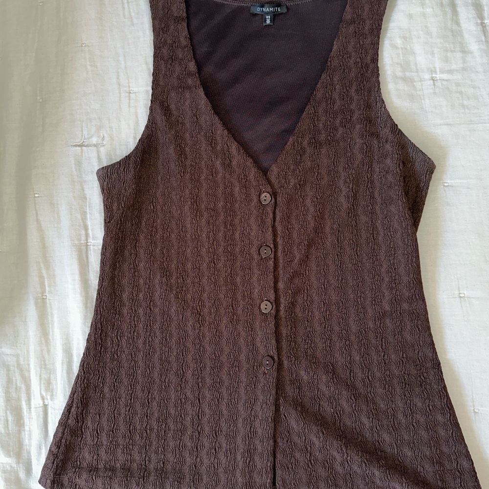 Dynamite Brown V-Neck Vest - Picture 2 of 5